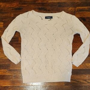 Akira Chicago Black Label Women's Cream Crochet Lightweight Sweater 100% Acrylic